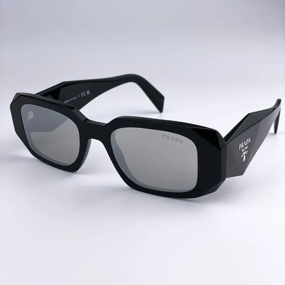 NEW Prada PR17WS 1AB2B0 Black Light Gray Mirrored Silver Square Unisex